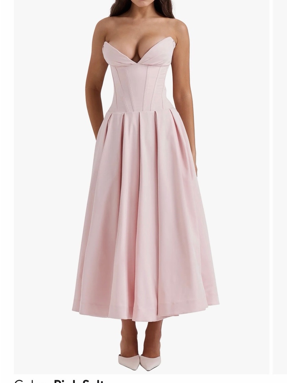 House of CB Blush Strapless Corset Midi Dress